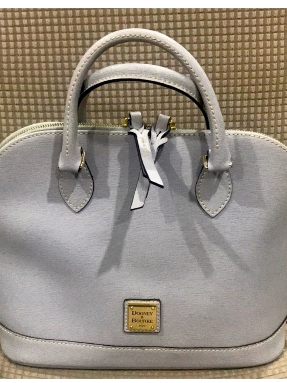 Dooney & Bourke Light Gray Dome Satchel with Gold Hardware - Picture 1 of 7